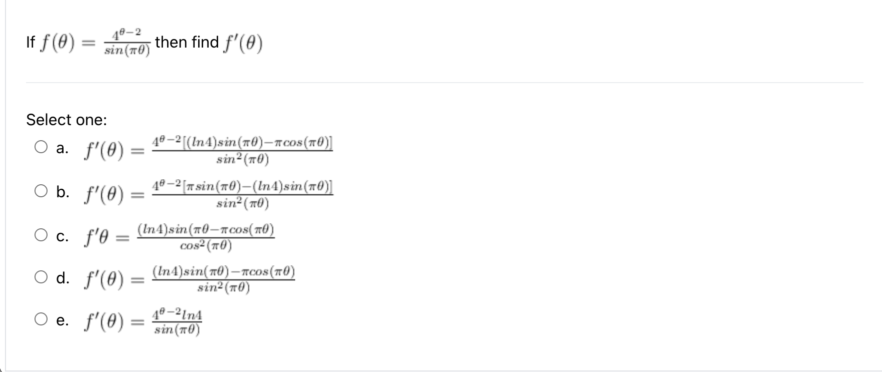 of / at x = 3 Select one: O a. dy log3