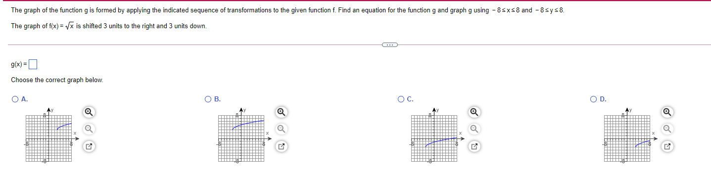  The graph of the function g is formed by applying the