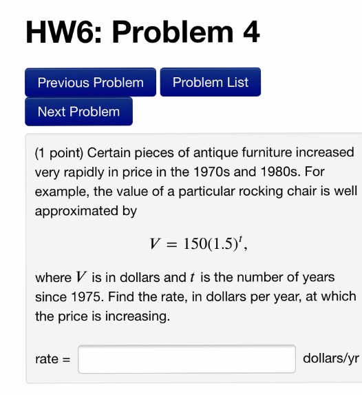  HW6: Problem 4 Previous Problem Problem List Next Problem (1 point)