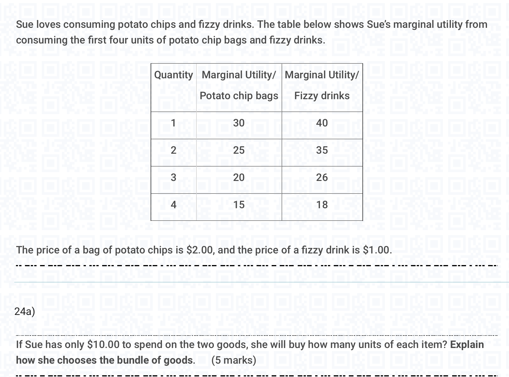 Please answer the question thanks! :) Sue loves consuming potato chips and