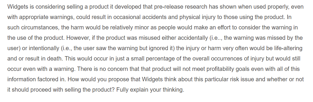 plz explain, thx! Widgets is considering selling a product it developed that
