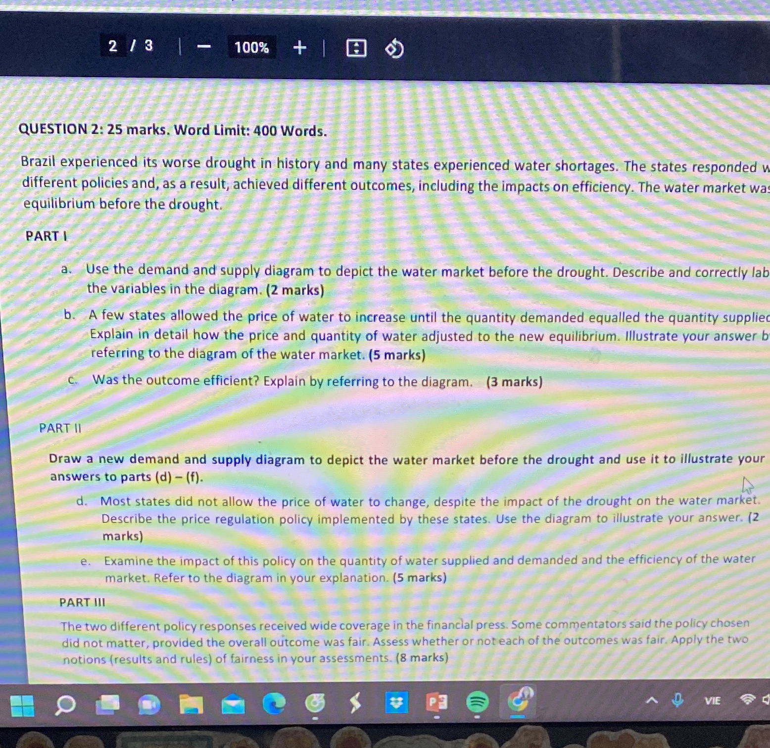  213 - 100% + QUESTION 2: 25 marks. Word Limit: 400