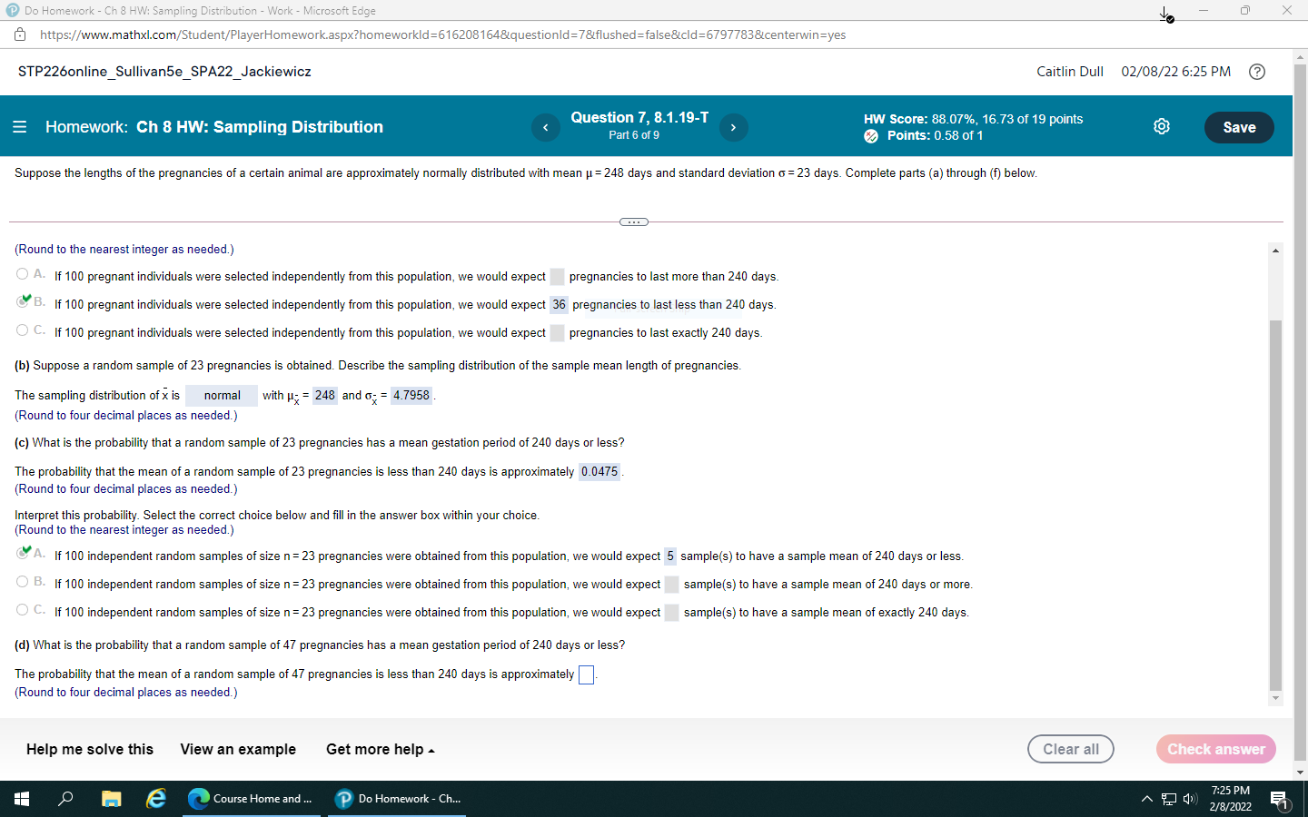 Do Homework - Ch 8 HW: Sampling Distribution - Work -