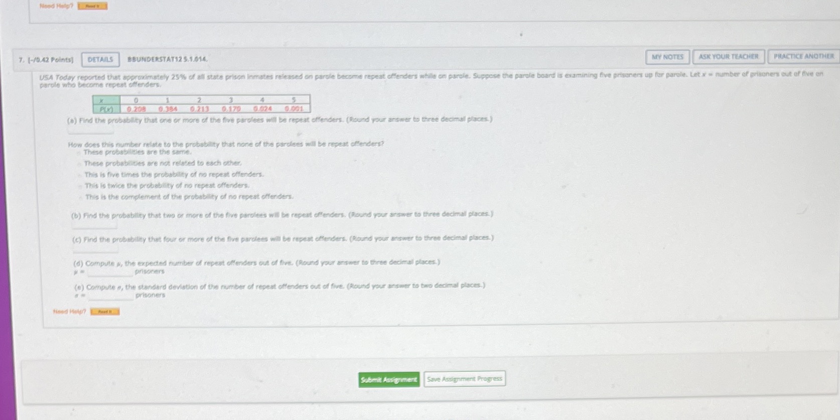  7. [-/0.42 Points] DETAILS BBUNDERSTAT125.1.014 MY NOTES ASK YOUR TEACHER PRACTICE
