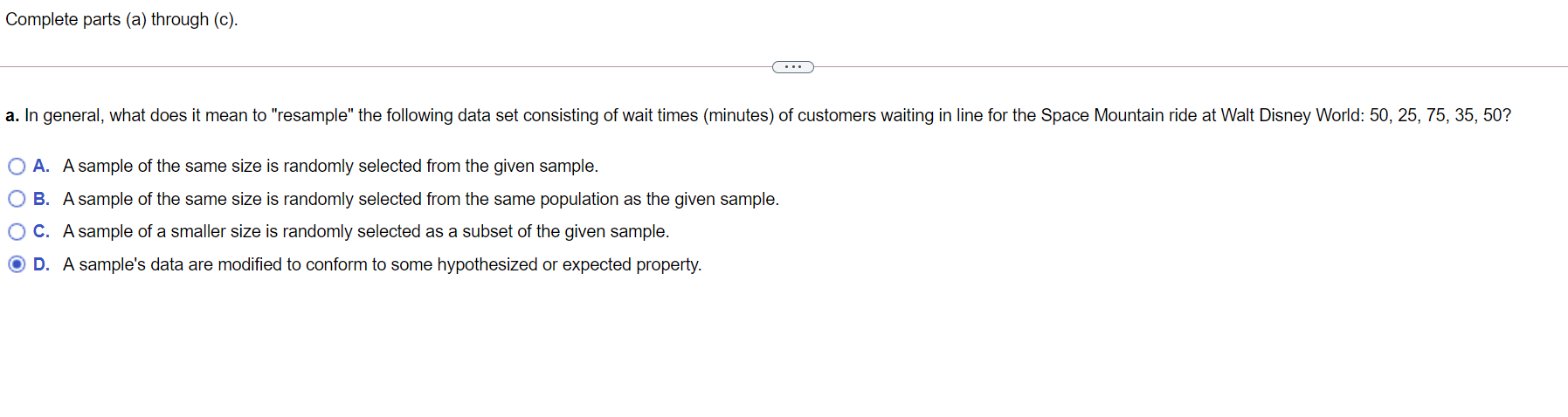 Complete parts (a) through (c). a. In general, what does it