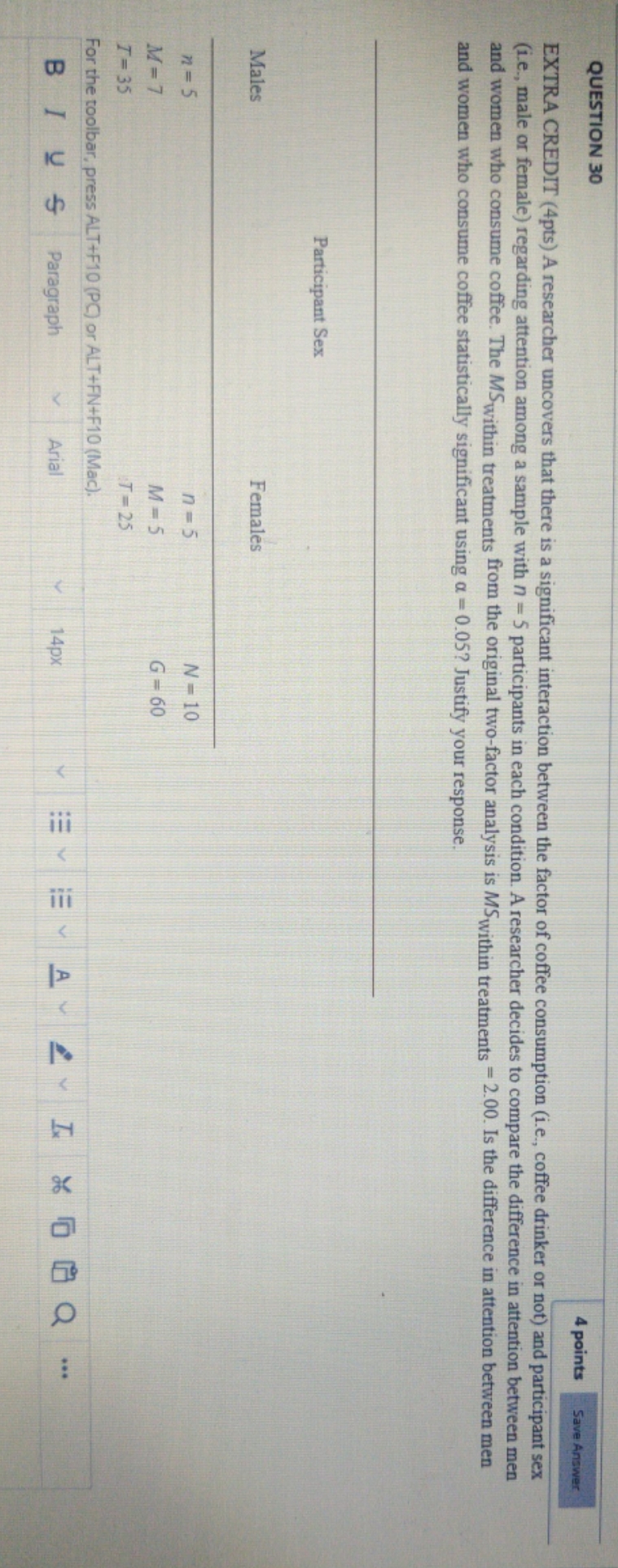 Please Help QUESTION 30 4 points Save Answer EXTRA CREDIT (4pts) A
