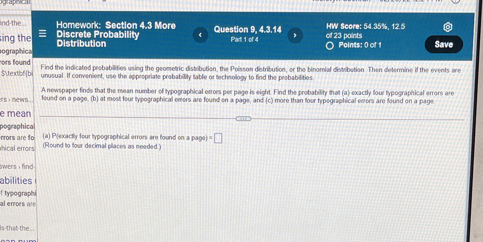  graphical ind-the.. Homework: Section 4.3 More E Discrete Probability Question 9,