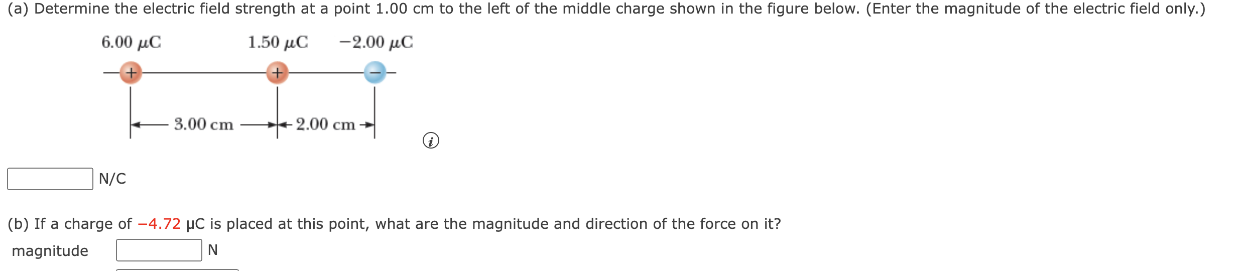 certain location. Find the magnitude and direction of the force on a7.35