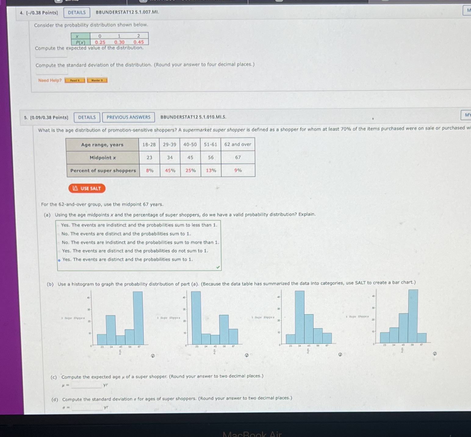  4. [-/0.38 Points] DETAILS BBUNDERSTAT12 5.1.007.MI. Consider the probability distribution shown
