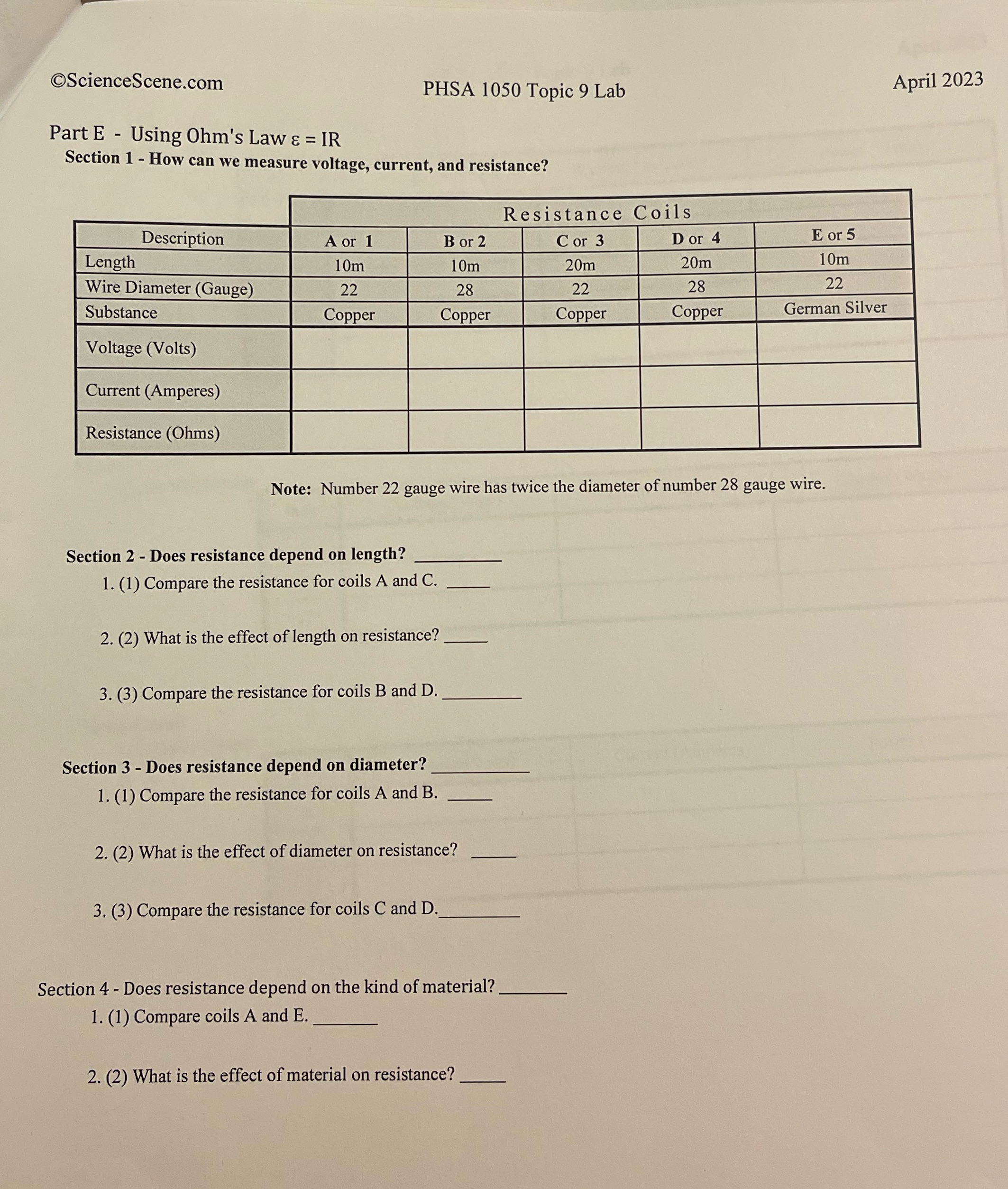ScienceScene.com PHSA 1050 Topic 9 Lab April 2023 Part E -