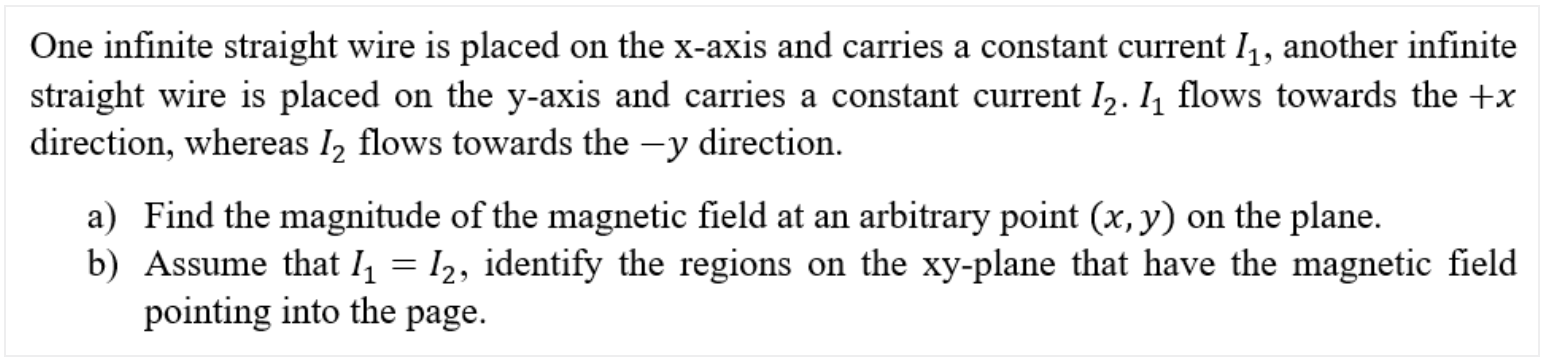 I need help with the following question about magnetic fields One infinite