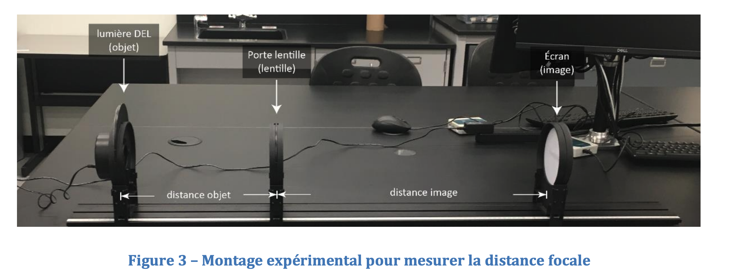 Hello, please answer and explain : lumiere DEL (objet) Porte lentille DOEL