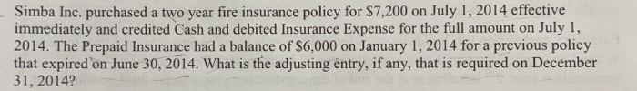please answer with solution ! Simba Inc. purchased a two year fire