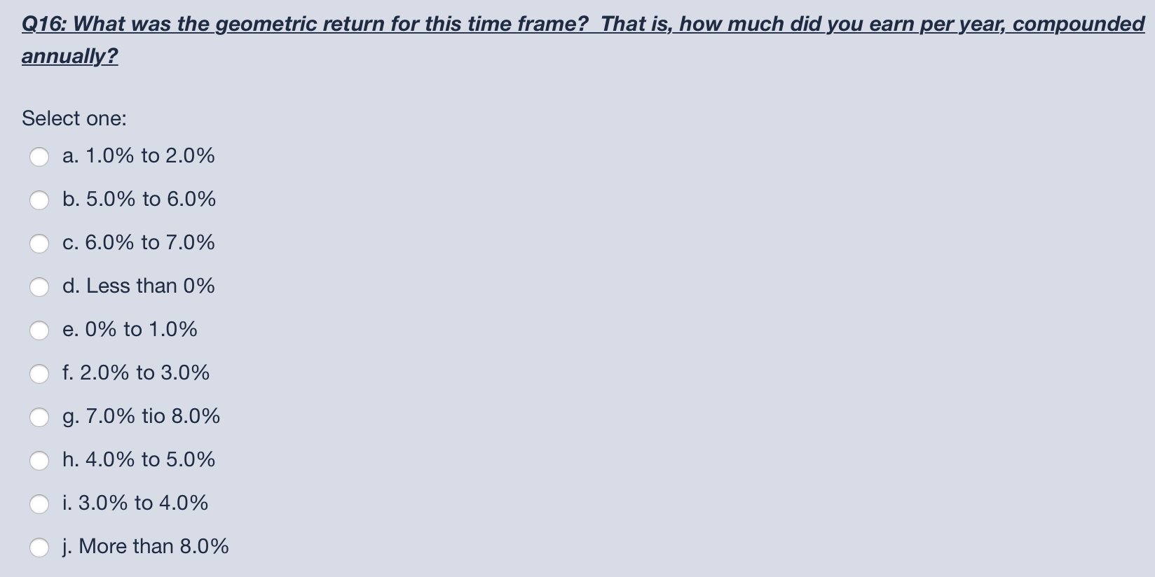 3.60% 14.54% 19.15% -15.03% -26.95% 38.46% 24.20% -7.80% 6.41% 18.69% 6 7