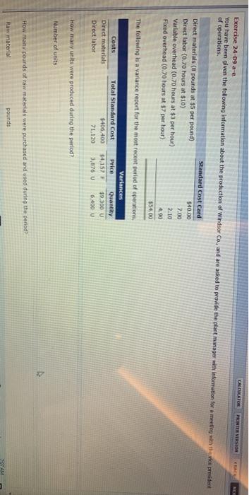  CALCULATOR PRINTER VERS RACK Exercise 24-09 a e You have been