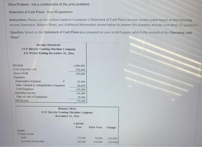  4 part question with data. (New Problem - not a continuation