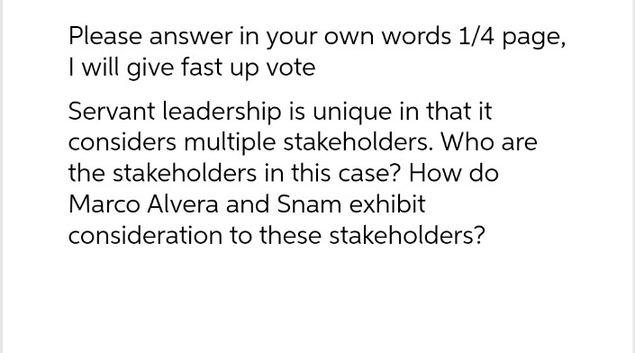  Please answer in your own words 1/4 page, I will give