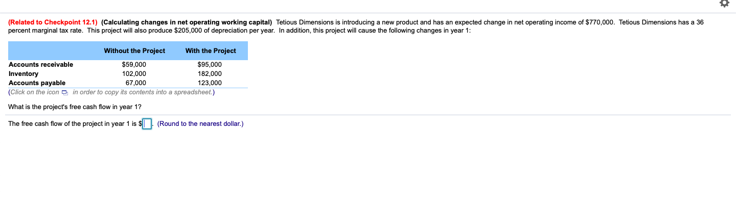 1 (Related to Checkpoint 12.1) (Calculating changes in net operating working capital)