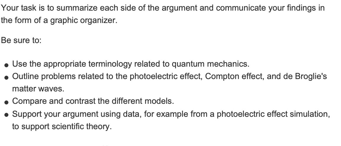 Your task is to summarize each side of the argument and