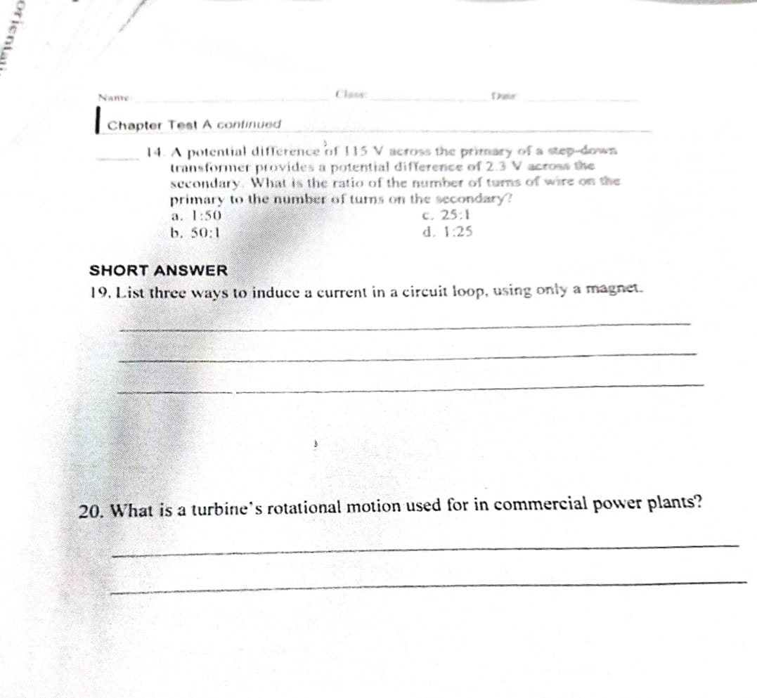 is the basic function of the electric motor? a. mechanical energy to