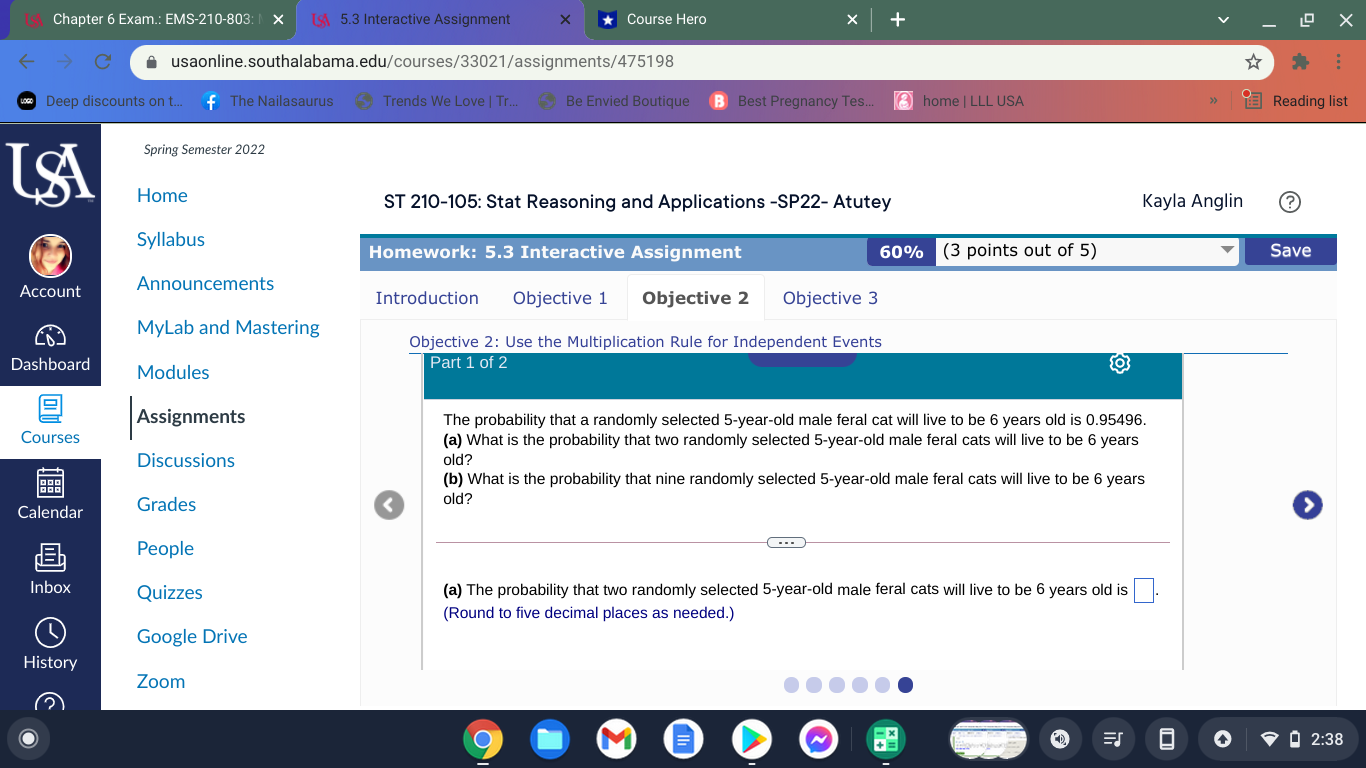  Is) Chapter 6 Exam.: EMS-210-803: 1 X IS1 5.3 Interactive Assignment