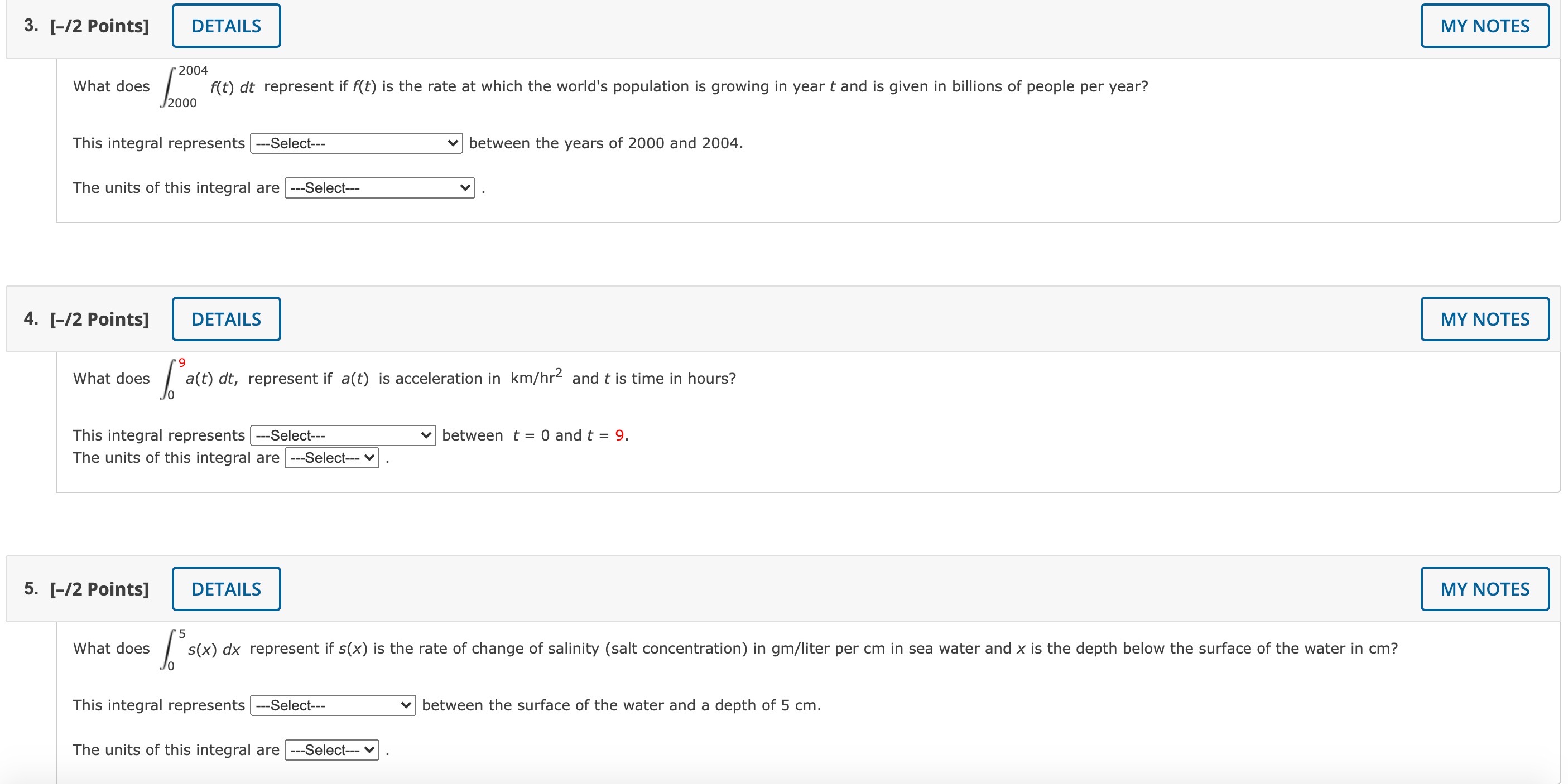  3. [12 Points] 2004 What does / fKt) dt represent if