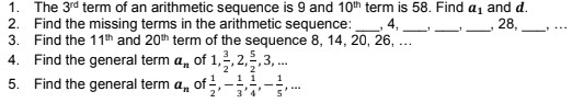 Hello guys can someone help me solve the following arithmetic sequence problem