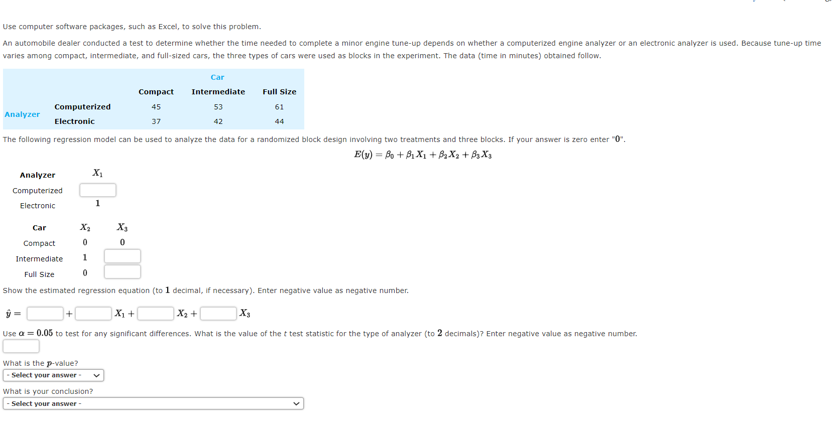  Use computer software packages, such as Excel, to solve this problem.