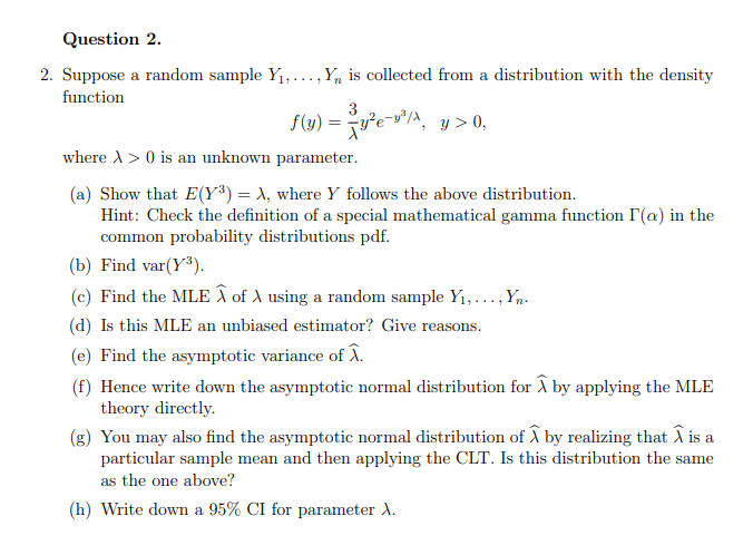 and identically distributed random variables Y1, . . . ,1; from an