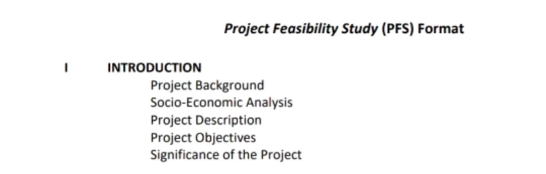 Project Feasibility Study (PFS) Format INTRODUCTION Project Background Socio-Economic Analysis Project Description