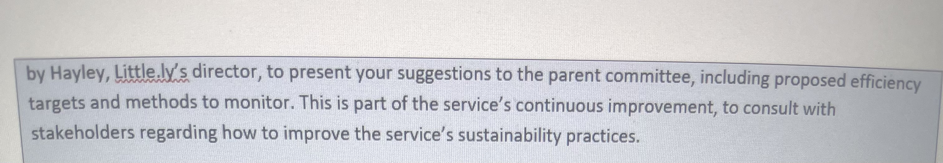 to review and comment on staff and parent surveys' feedback about the