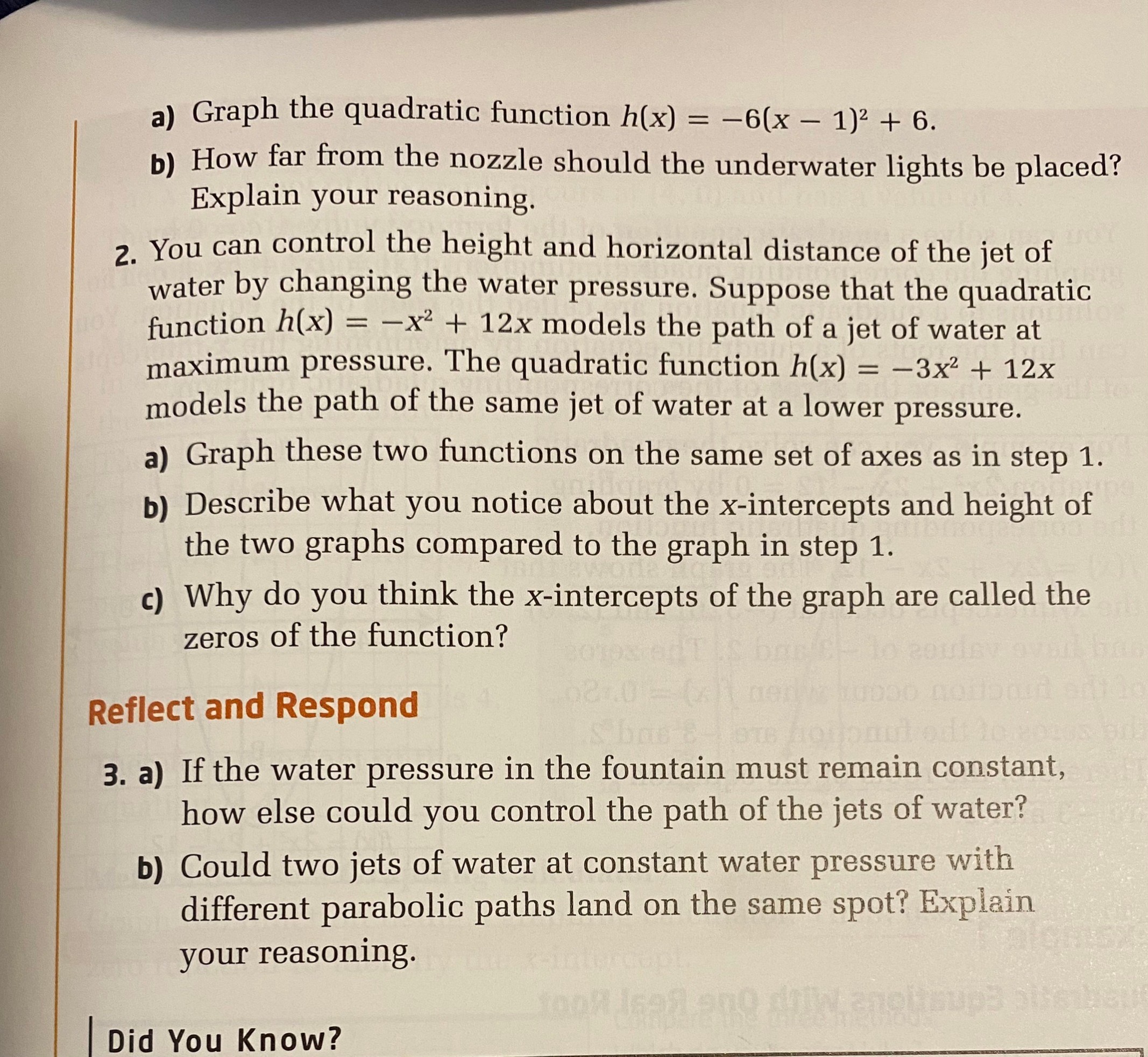 a) Graph the quadratic function h(x) = -6(x - 1)2 +