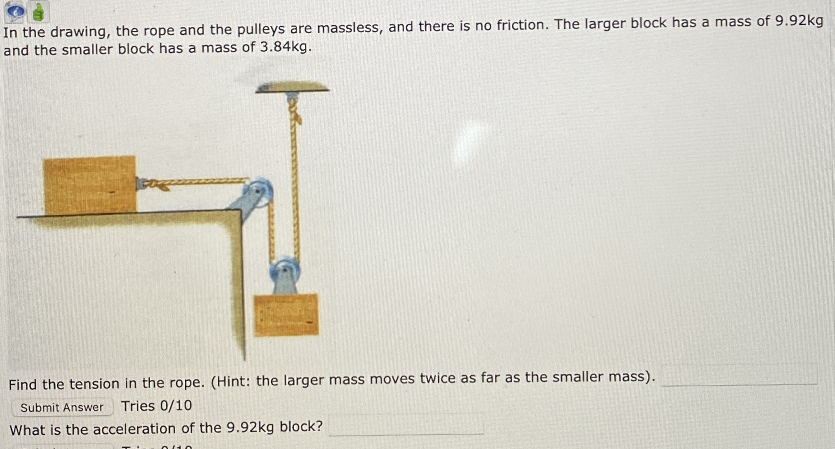 between the lower block and the surface is 0.339. The coefcient of