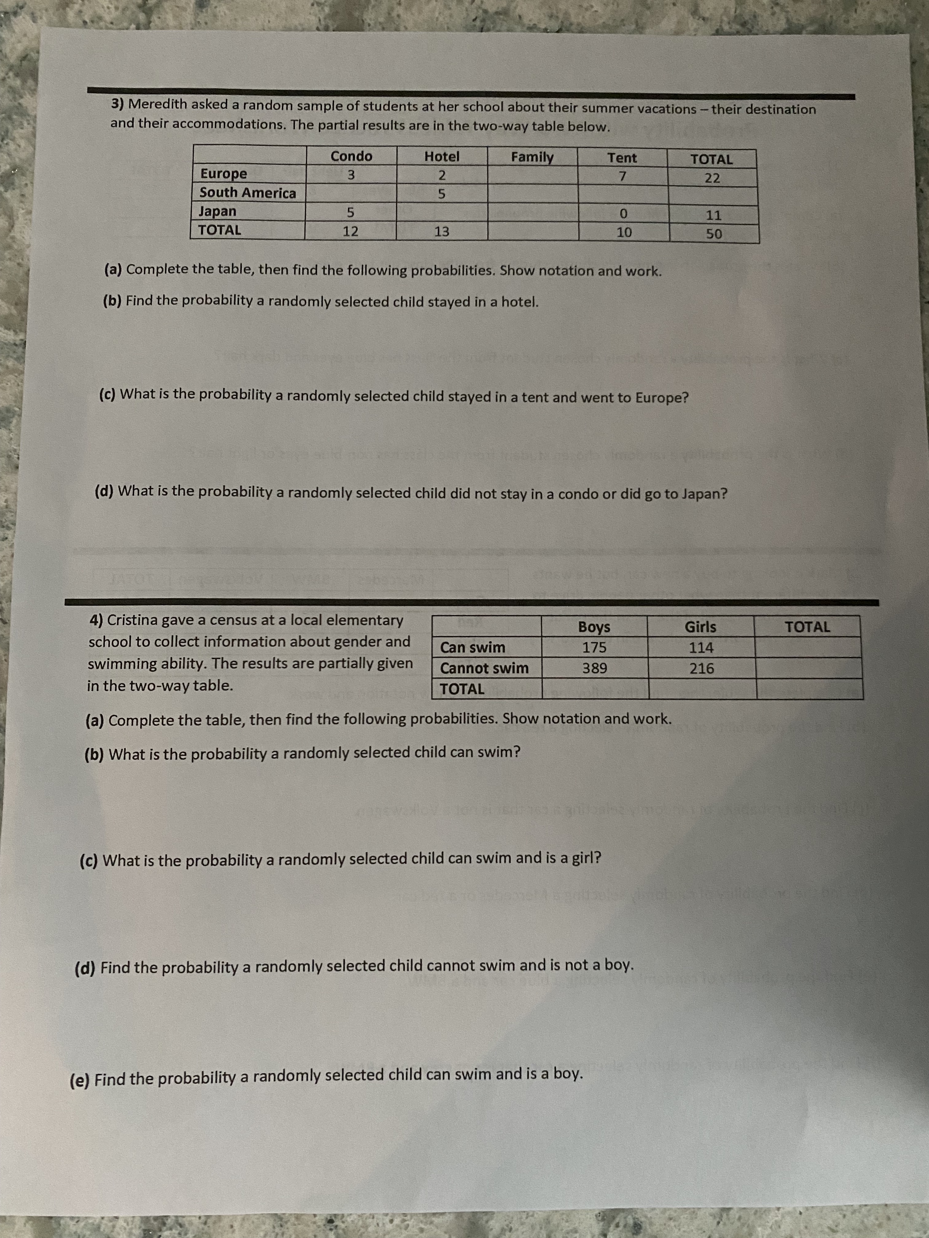 surveyed 30 students in her class regarding eye color and hair color.
