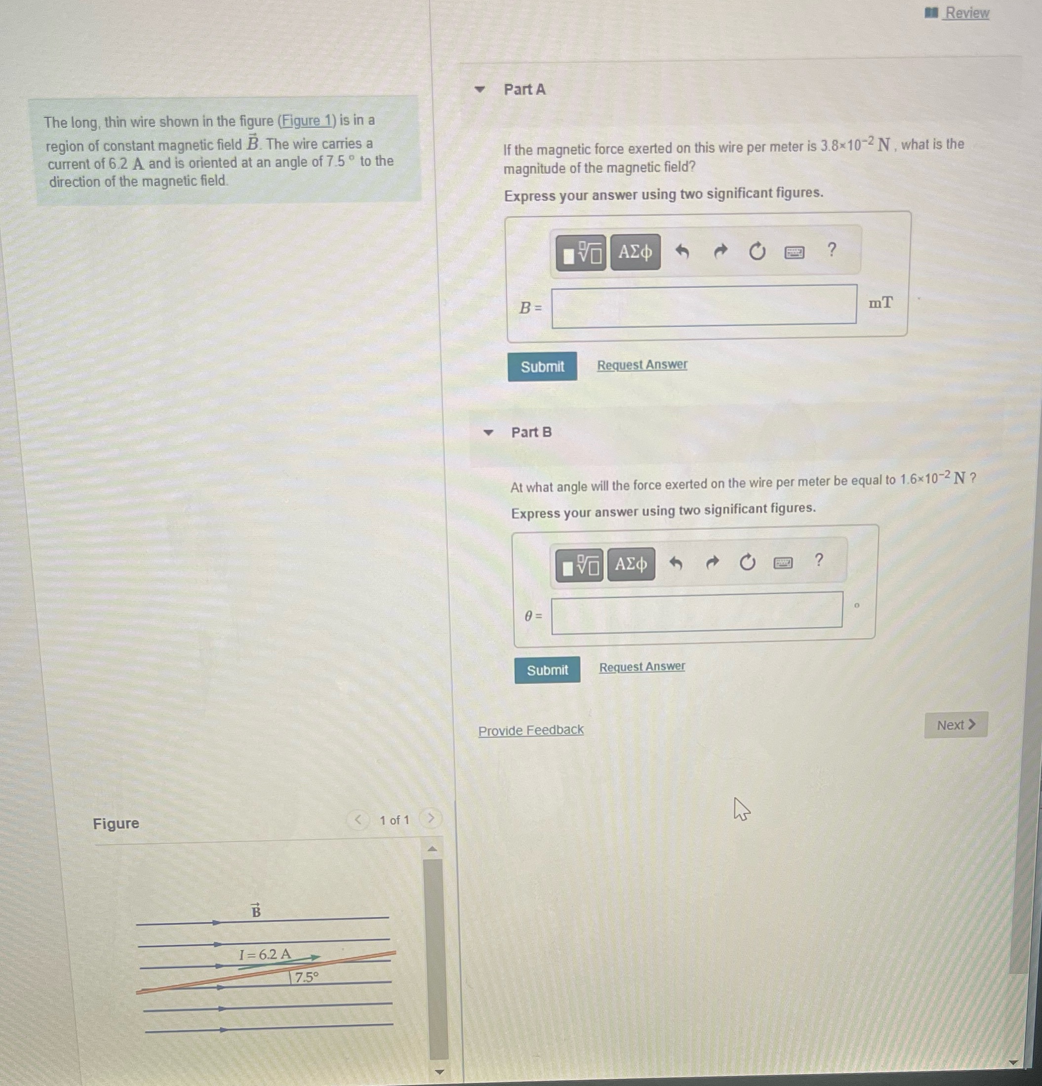  Review Part A The long, thin wire shown in the figure