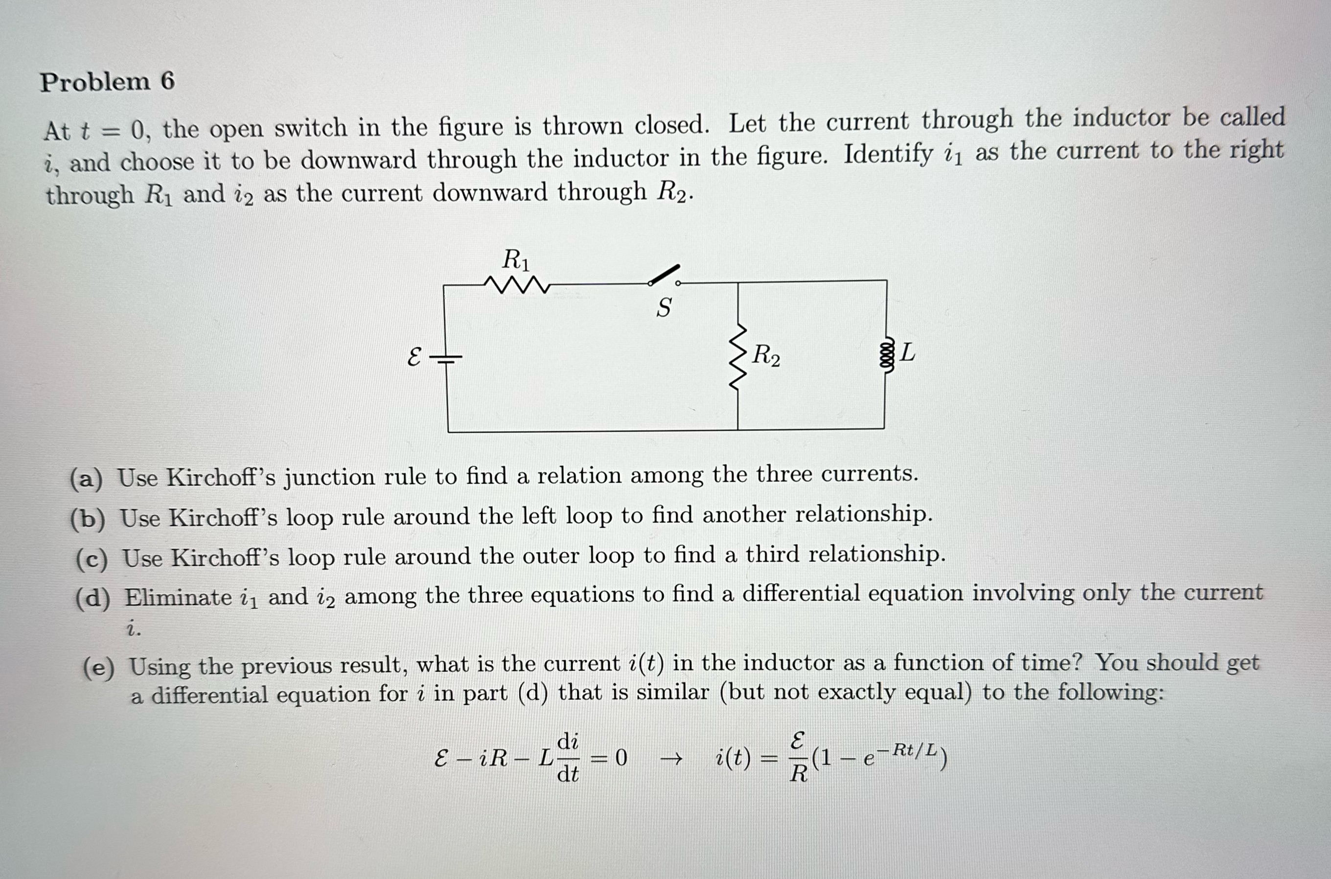 Help with this question, thanks! Problem 6 At t = 0, the