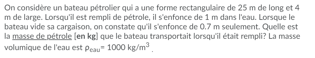 On considre un bateau ptrolier qui a une forme rectangulaire de 25