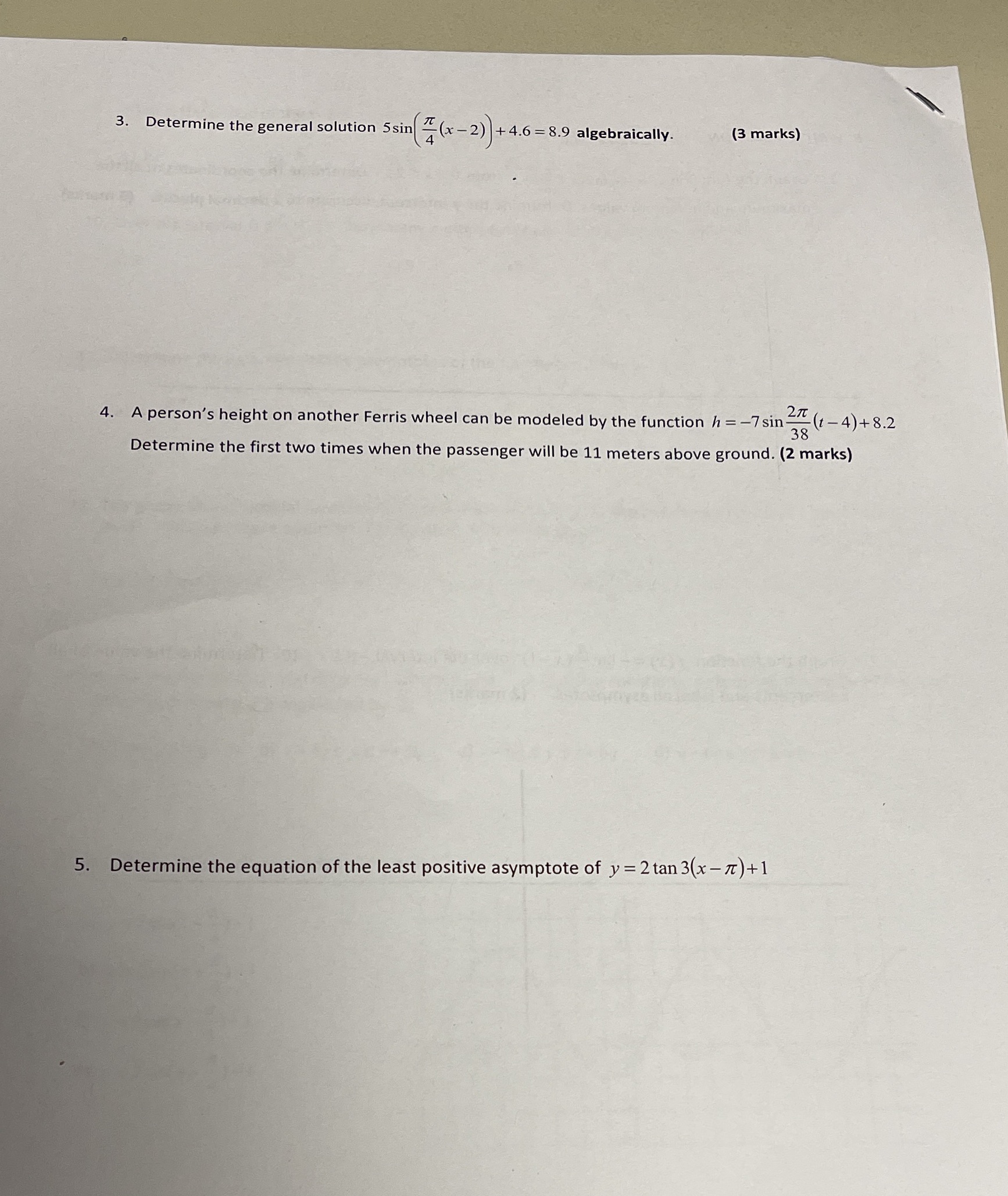  3. Determine the general solution Ssin (x -2) ) +4.6-8.9 algebraically.