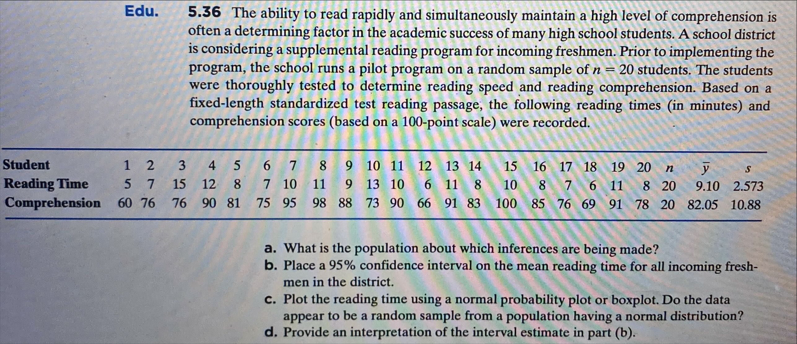 Edu. 5.36 The ability to read rapidly and simultaneously maintain a