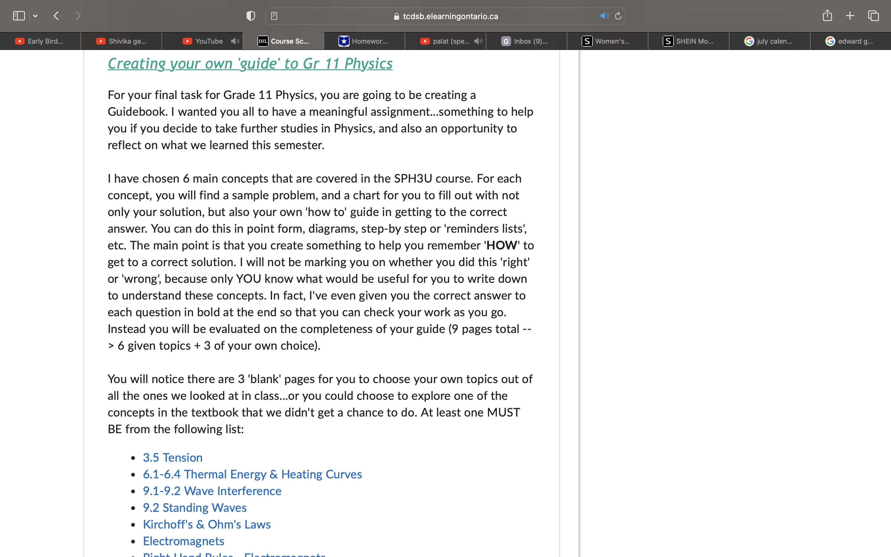  O 5} @ tcdsb.elearningontario.ca BTN (] Homewor... SRR SO [S] SHEIN