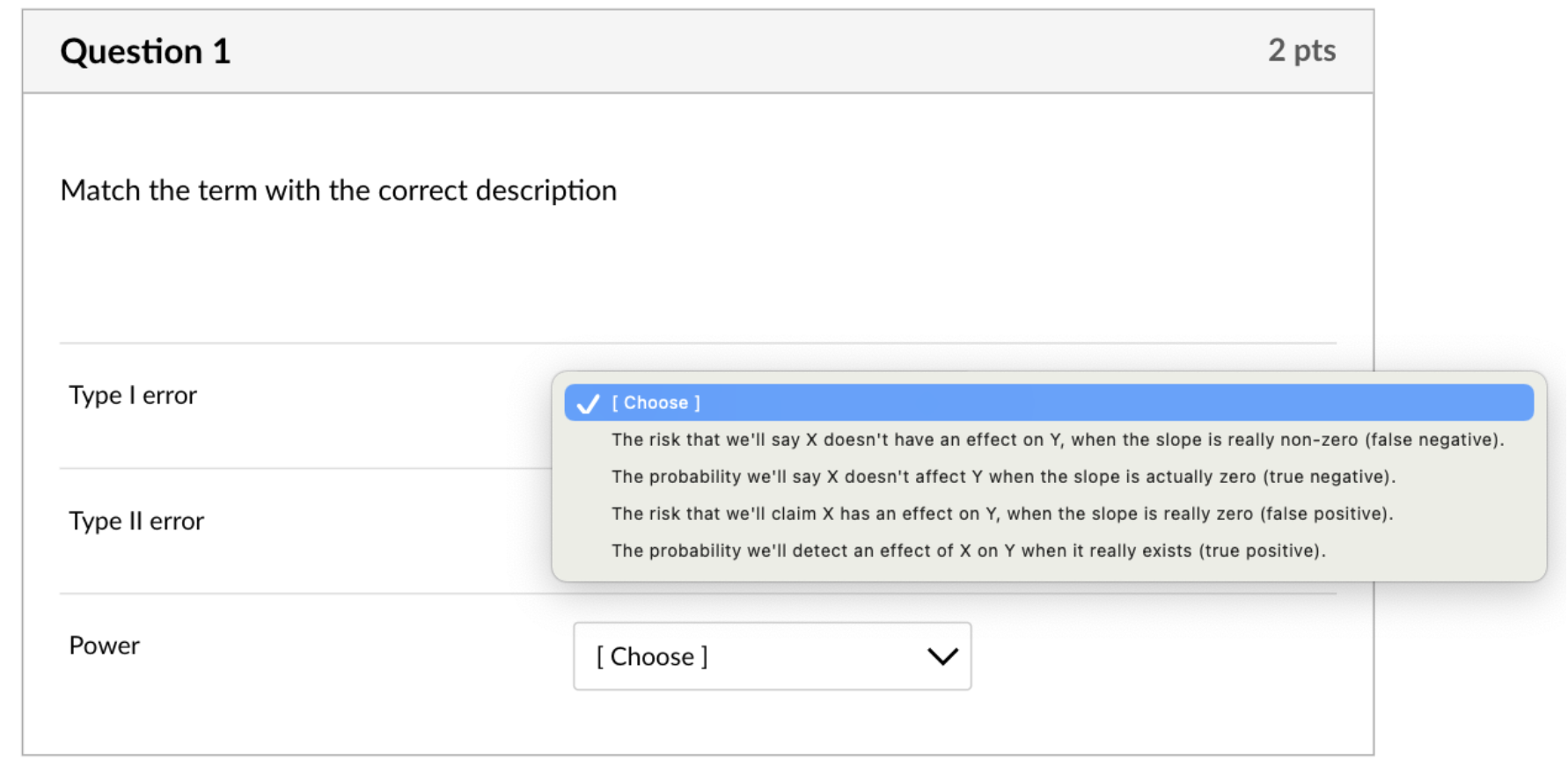 Question 1 2 pts Match the term with the correct description
