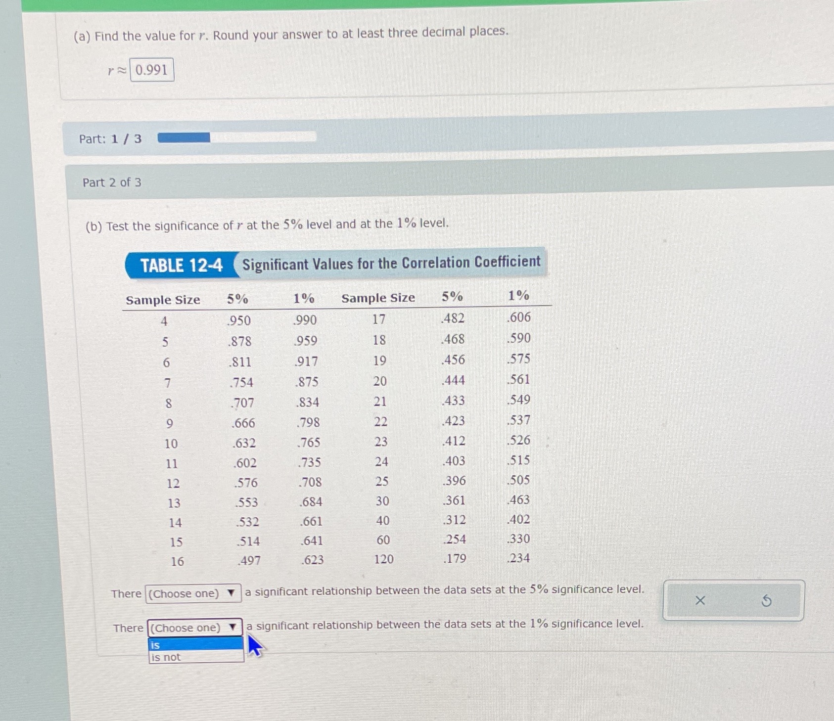  (a) Find the value for r. Round your answer to at