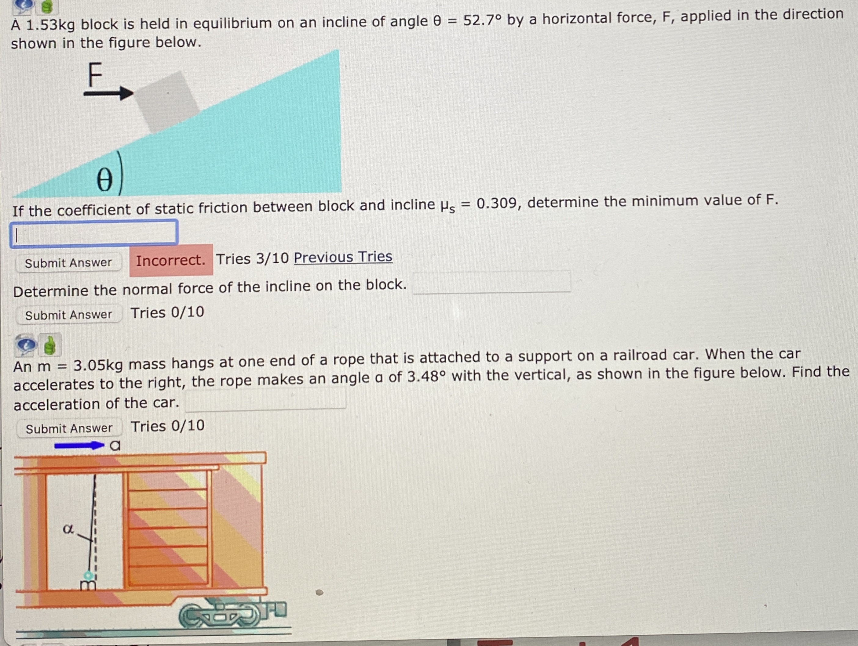 attached by a massless bar. The sleds slide down a snow-covered hill