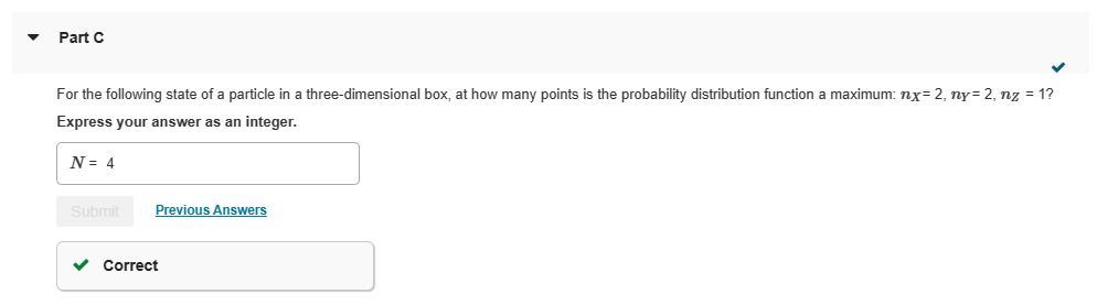 three-dimensional box, at how many points is the probability distribution function a