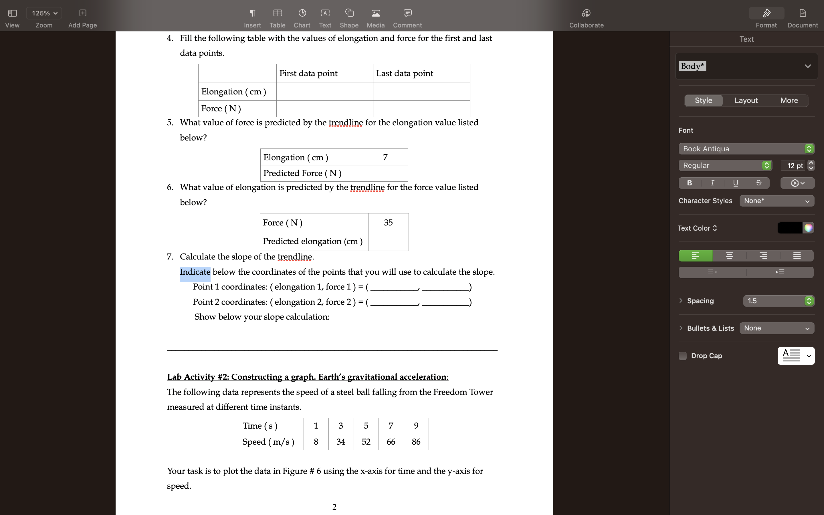 Shape Media Comment Collaborate Format Document Laboratory activities: Text Lab Activity #1: