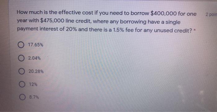 answer this with solution 2 poin How much is the effective cost