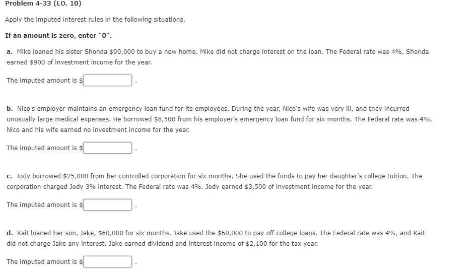 Can steps be shown in solving this. Problem 4-33 (LO. 10) Apply