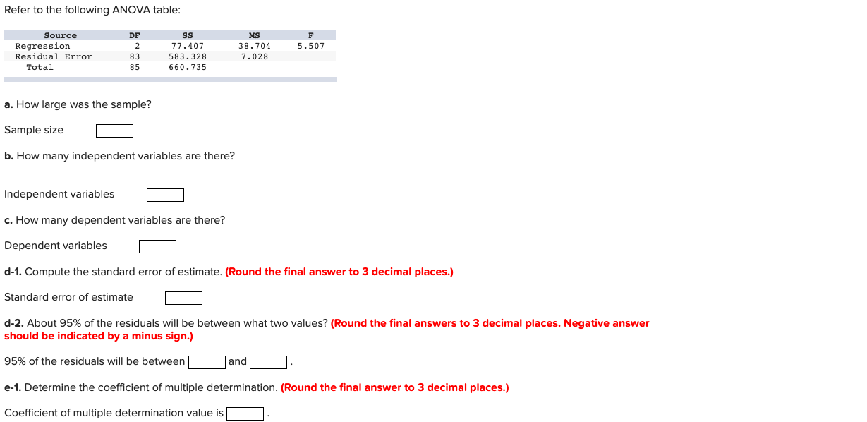 QUESTION 3. Refer to the following ANOVA table: Source DF SS MS