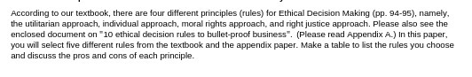  According to our textbook, there are four different principles (rules) for