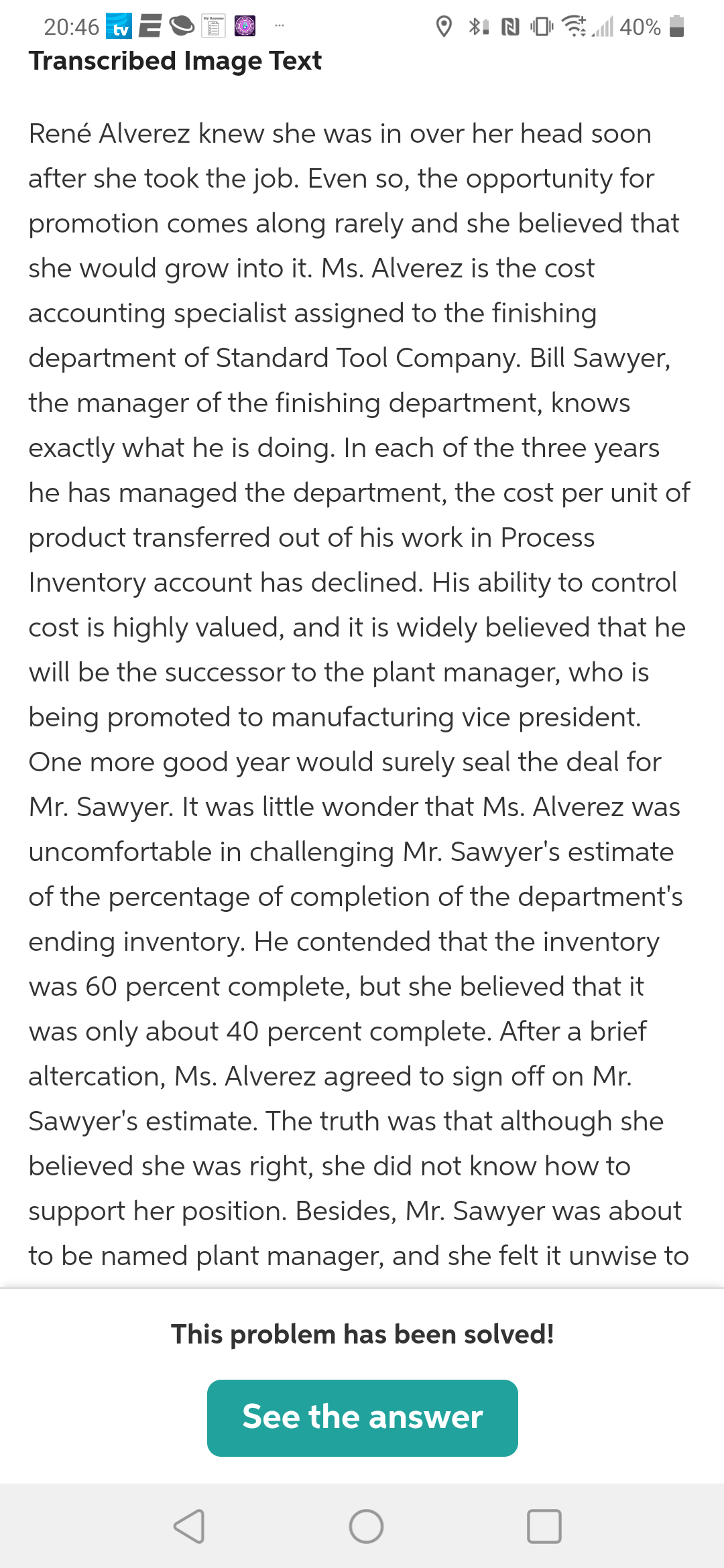 400/0 Transcribed Image Text Ren Alverez knew she was in over her